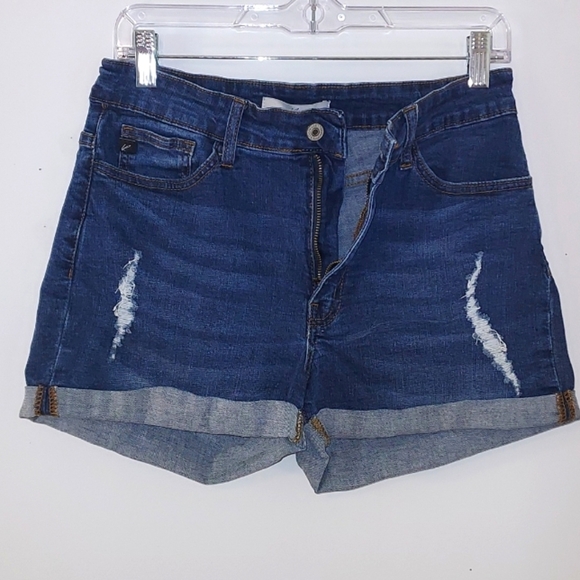 KanCan Blue Jean Distressed Shorts - Picture 1 of 7